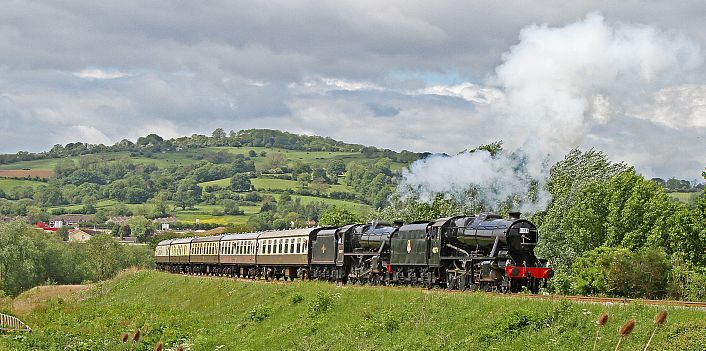 Steaming through the Cotswolds on the volunteer-run Gloucestershire Warwickshire Railway.